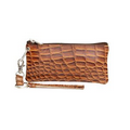 Destiny Croco Embossed Leather Wristlet Wallet - British Tan